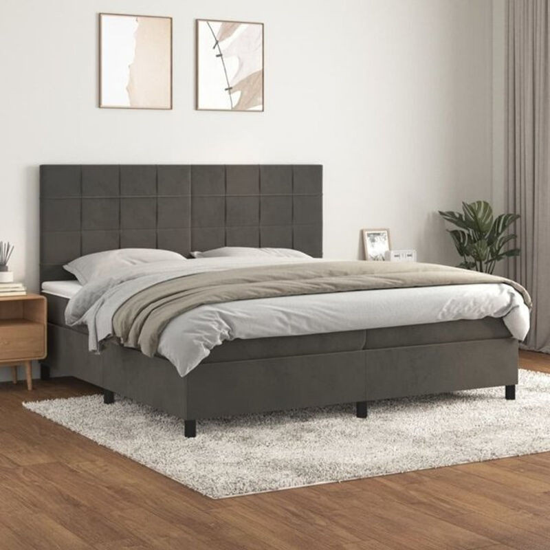 Vidaxl Boxspringbett mit Matratze in Anthrazit aus Samt B/T/H: 200 x 200 x 118 cm - Bild 1