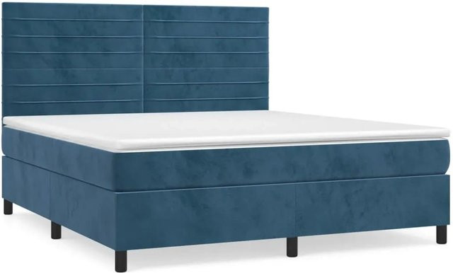 vidaXL Boxspringbett mit Matratze Dunkelblau Samt B/T/H: 160 x 200 cm - Bild 1