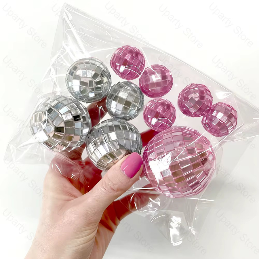 MicroPlush 10er Set Disco-Kugeln zur Kuchendekoration in Rosa, Gold, Silber und Multicolour, Durchmesser: 2-5 cm - Bild 2
