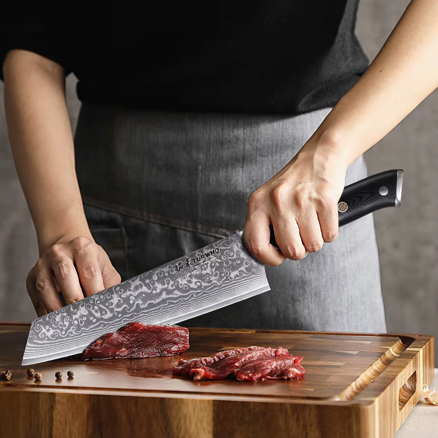 TURWHO Kiritsuke-Messer im japanischen Stil aus 67-lagigem Damaststahl, 8,5 Zoll Slicer in Silber - Bild 3