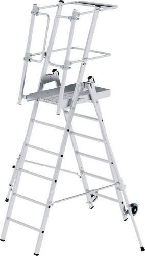 MUNK Günzburger Steigtechnik FlexxStep Aluminium Plattformleiter mit Werkzeugablage in Silber, Arbeitshöhe: 3,55 m - Bild 1
