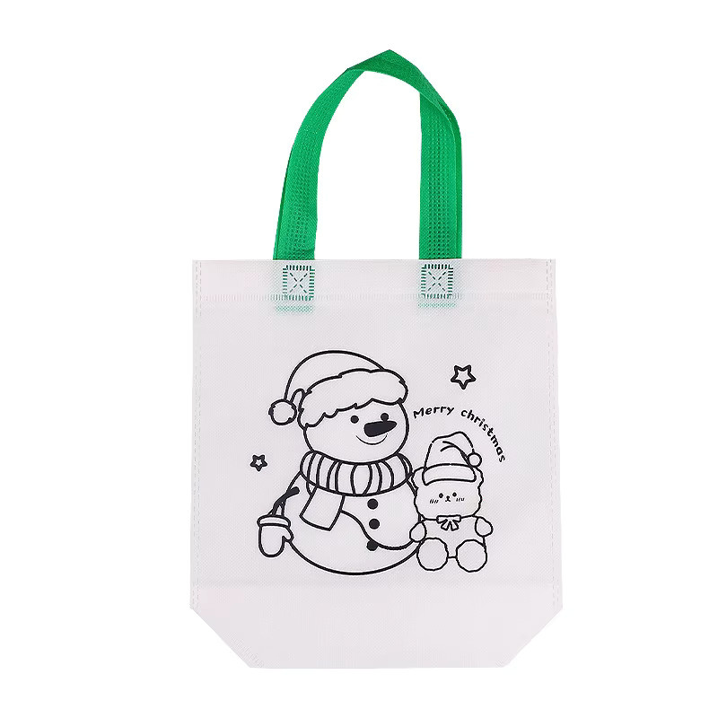 Trebalena Weihnachts-Einkaufstaschen zum Selbermachen aus Papier, Weiße Cartoon-Doodle-Geschenktüten für Kinder zum Gestalten und Bemalen - Bild 4