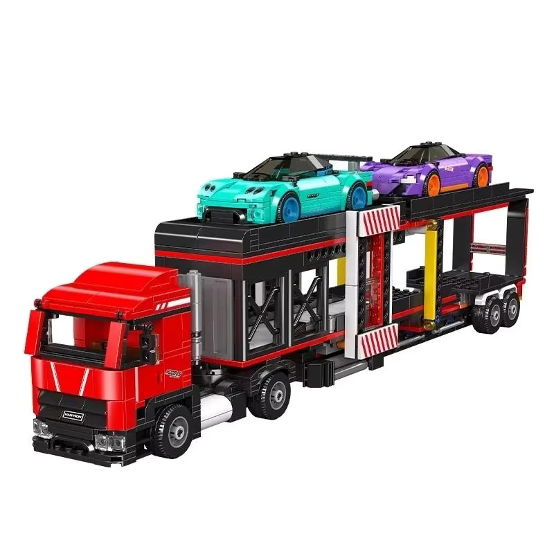 Mould King 24078 Mini World Cool Brick Sportwagen und Transportfahrzeug Set aus Mini-Bausteinen in Mehrfarbig - Bild 2
