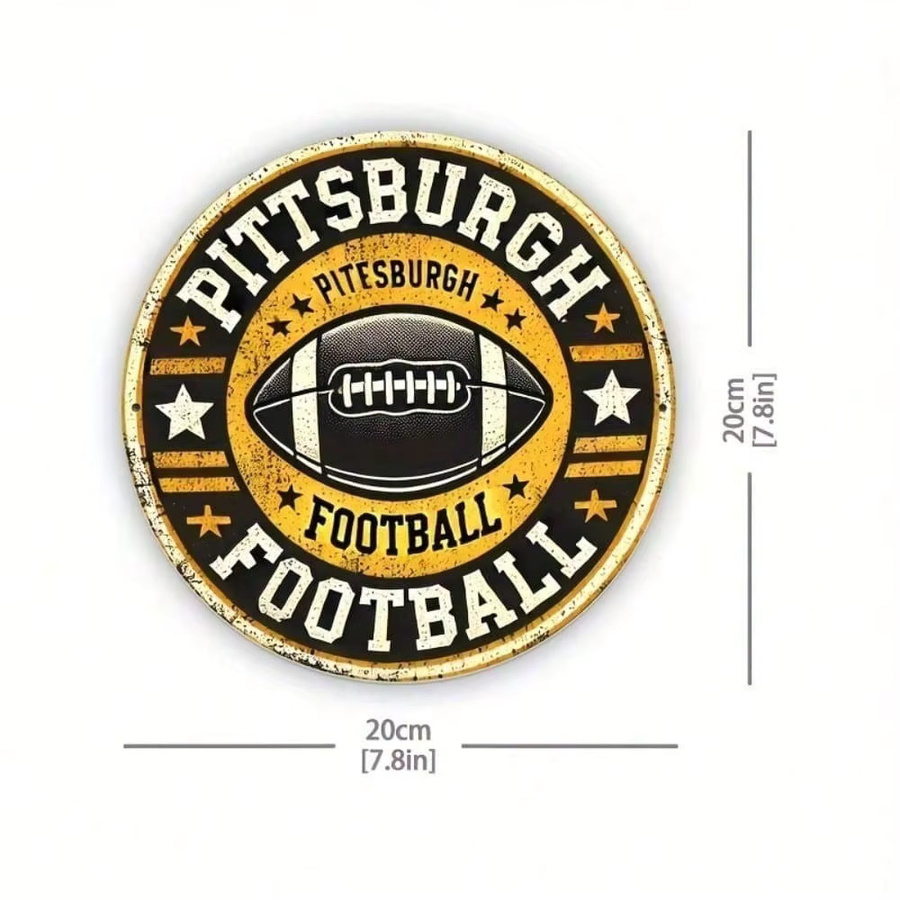 CIFBUY Vintage Pittsburgh Steelers Metallschild in Gelb, Wanddekoration aus Aluminium, B/H: 20,32 x 20,32 cm - Bild 2
