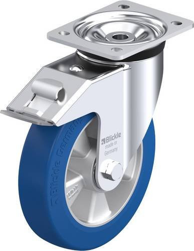 Blickle Lenkrolle LK-ALBS 200K-FI mit Feststeller, Rad-Durchmesser: 20 cm, Tragfähigkeit: 600 kg, Farbe: Silber - Bild 1