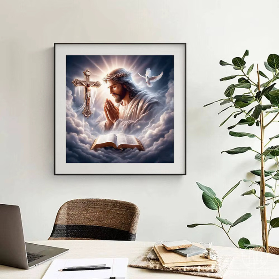 Potdemiel Diamant-Malset Jesus Christliches Motiv Mosaik-Porträt in Multicolour, Durchmesser: 20 cm - Bild 3