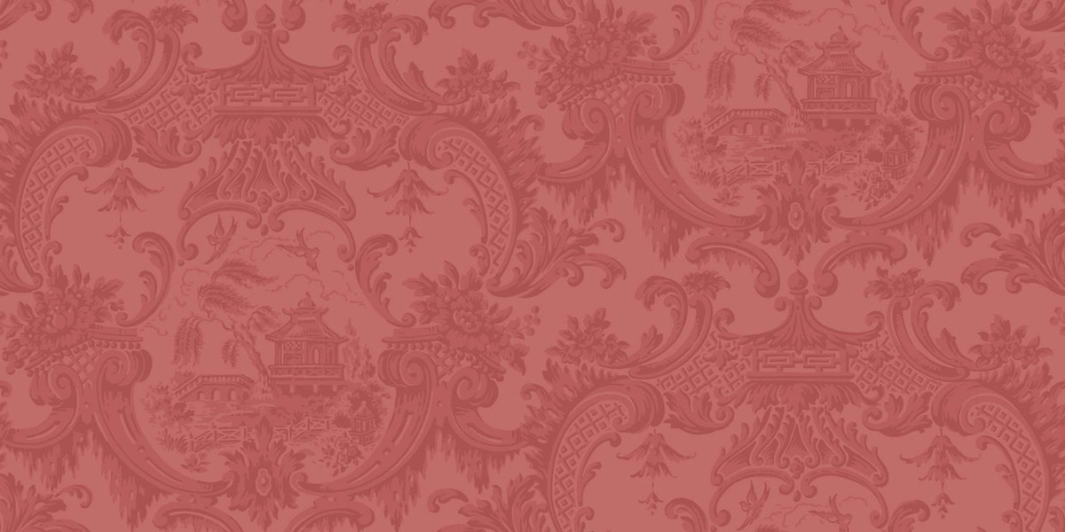 Cole & Son Tapete Chippendale China Red mit floralem Oriental-Design in Rot und Gelb aus Vlies - Bild 1