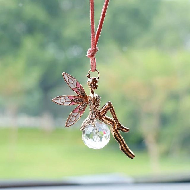 yuyongzhi Anhänger Rosa Kristallkugel Fee, Engelsflügel, Unisex, gray - Bild 1