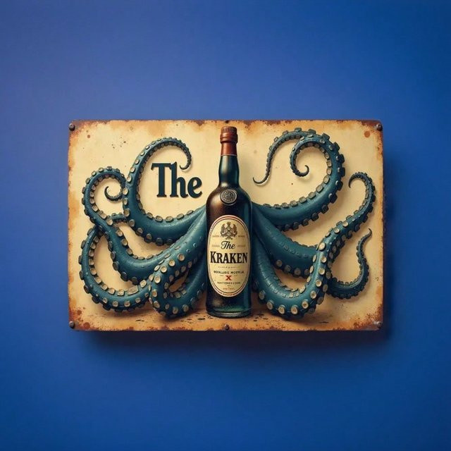 CIFBUY Vintage The Kraken Rum 3D Metallschild Gothic Octopus Wandkunst in Multicolour, B/H: 30 x 20 cm - Bild 1