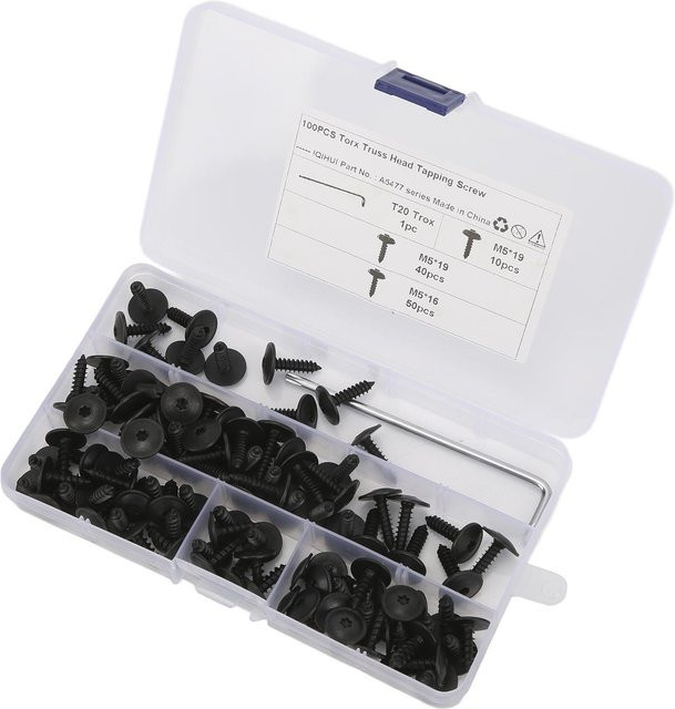 Igeteck 100 Stück Selbstschneidende Kotflügel-Schrauben aus Manganstahl in Schwarz, M5 x 16 mm, Ersatz für A1 2011-2018 - Bild 1