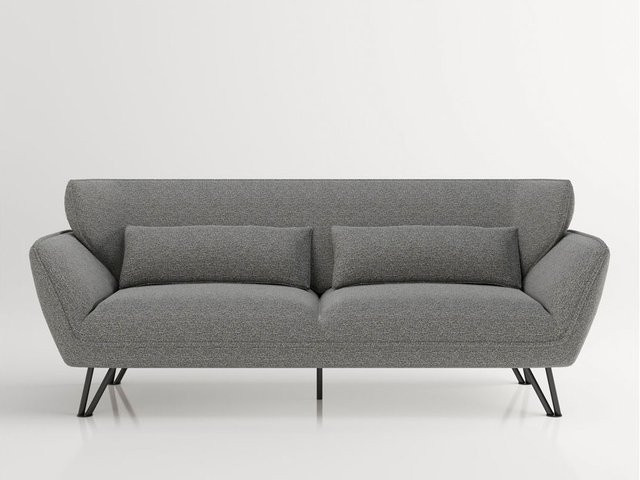 PHOENIX Medina Schlafsofa 3-Sitzer in Grau mit Arm- und Rückenlehne, inklusive Kissen und schwarzen matten Metallfüßen - Bild 1