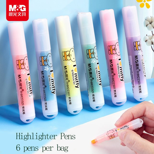 M&G Textmarker Set in Bonbonfarben mit schräger Spitze für Büro und Studium, Mehrfarbig - Bild 1