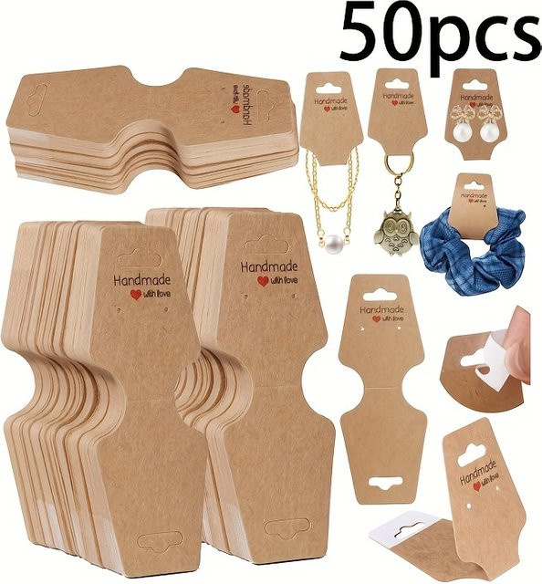 50 Stück Kraftpapier Schmuckpräsentationskarten in Braun für Halsketten und Armbänder zur DIY-Schmuckpräsentation - Bild 1