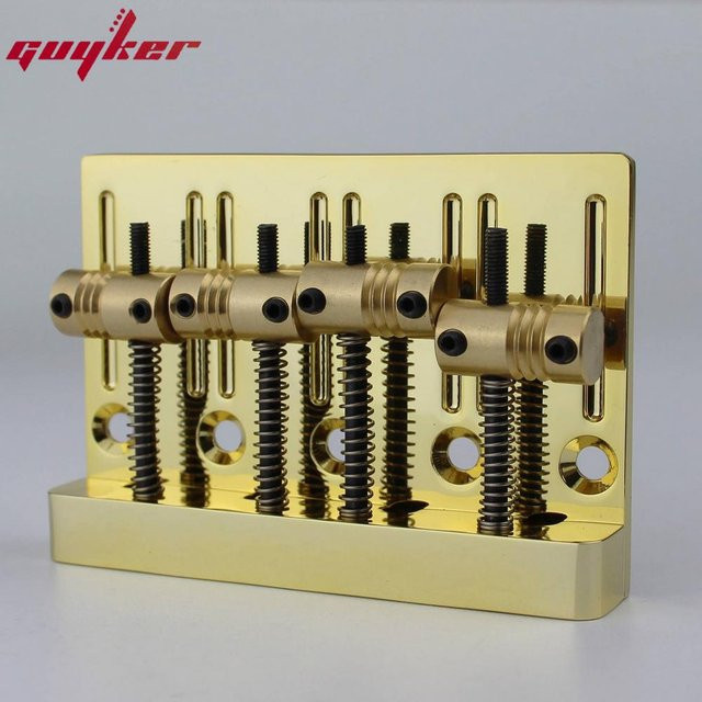 Guyker 4-Saiten High Mass Bassbrücke mit Vintage CNC-gefrästen Messing-Saitenhaltern als Ersatz für Jazz Bass oder Precision Bass in Schwarz, Gold oder Rot - Bild 1
