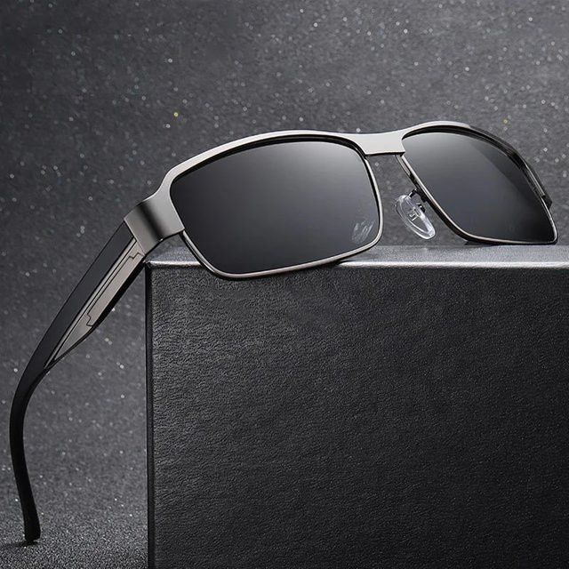 Herren-Sonnenbrille, Vollrand, Metall, rechteckig - Bild 1