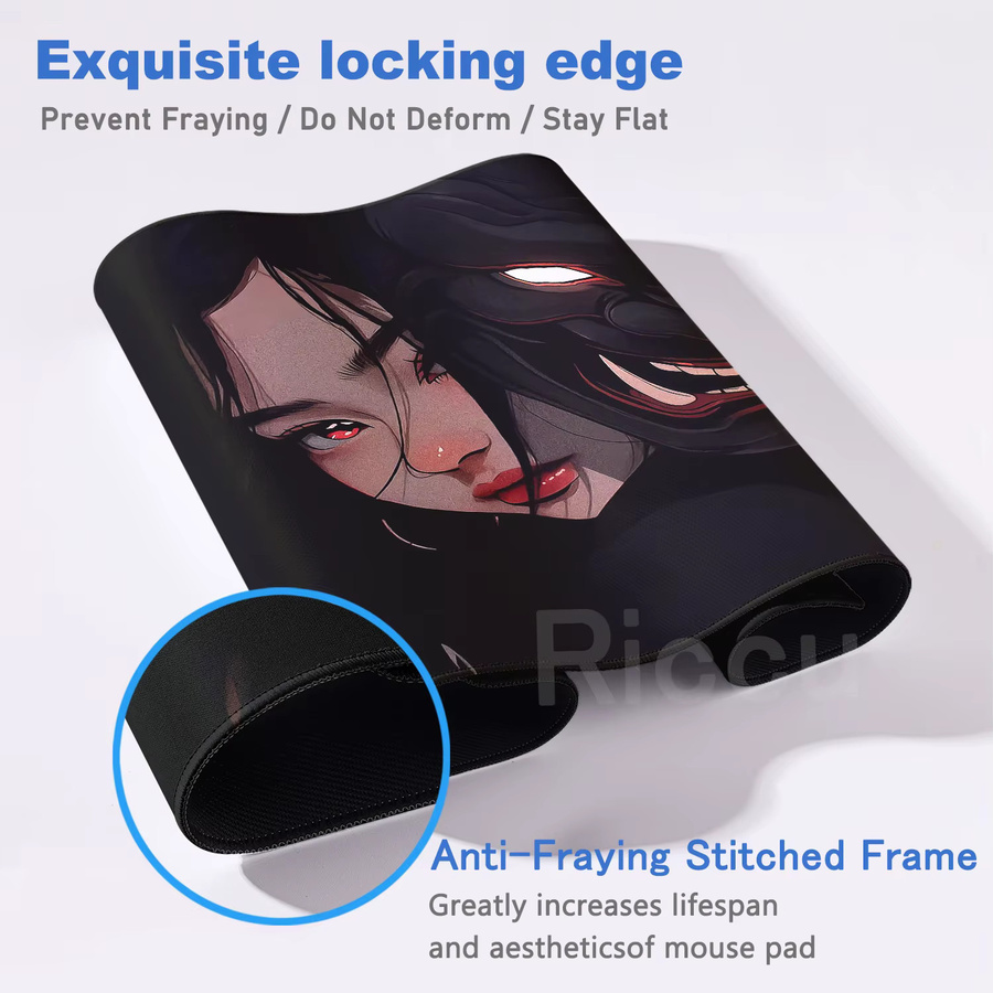 Riccu XXL Gamer-Mauspad Anime-Mädchen Teufelsmaske Multicolor B/T: 100 x 55 cm - Bild 2