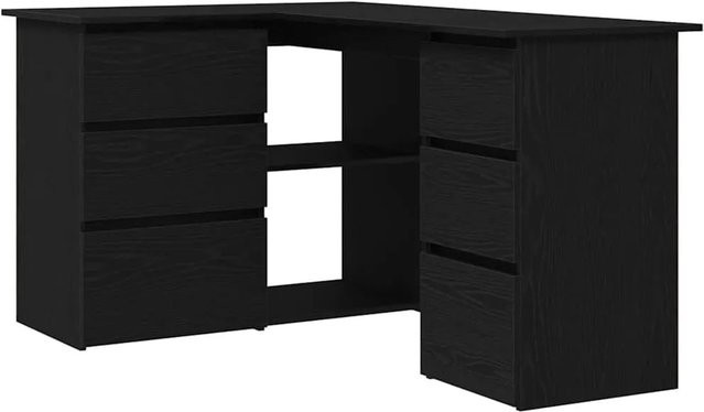 vidaXL Schreibtisch mit Regal in Schwarz und Eichen-Optik, B/T/H: 145 x 100 x 76 cm - Bild 1