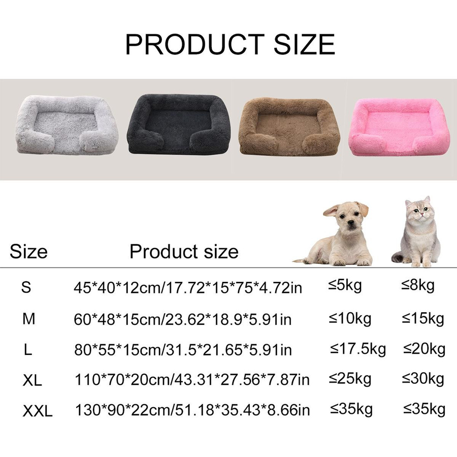 Quadratisches Hundebett aus Plüsch mit abnehmbarer Matte für Hunde und Katzen, B/T/H: 45 x 40 x 12 cm - Bild 3