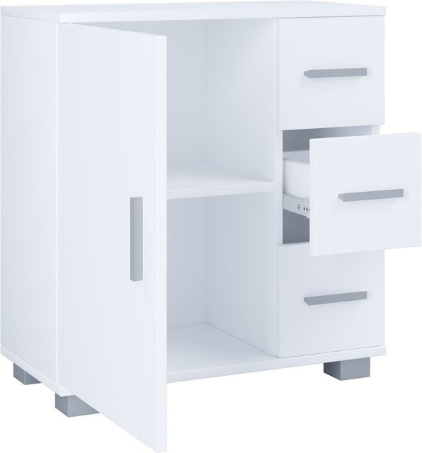 VCM Midischrank Zalo mit 3 Schubladen in Weiß, B: 60 cm, H: 65 cm, T: 30 cm - Bild 1
