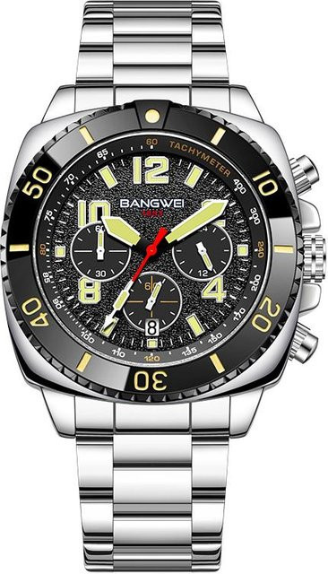 BANGWEI Chronograph, Quarz, Edelstahl, 44 mm, Herren, schwarz/gelb - Bild 1