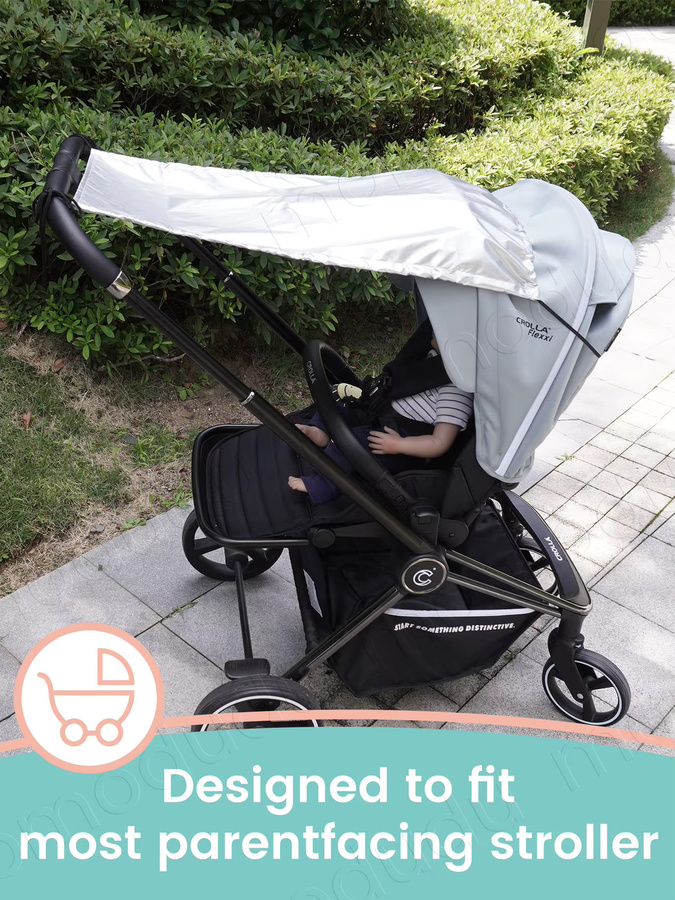 momo&dudu Universeller Kinderwagen-Sonnenschutz in Silber mit UV-Schutz, Mückenschutz sowie Wind- und Wasserdichtigkeit - Bild 6