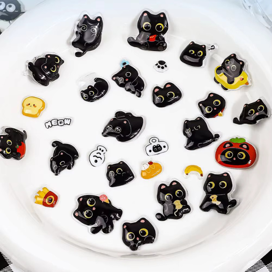 3D Relief Gelee Aufkleber mit Cartoon Tier Motiven Katze und Hunde in Multicolour für DIY Telefonhüllen und Tagebücher aus Resin - Bild 2