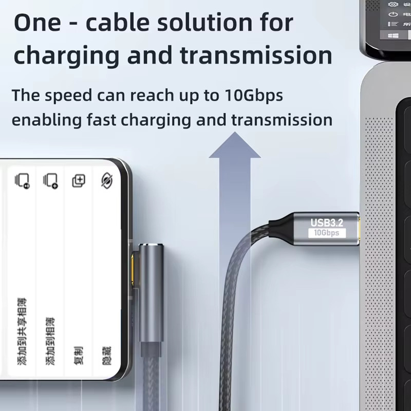 DIXSG USB-C Datenkabel Schwarz mit 100 W Schnellladefunktion und 10 Gbit/s Übertragungsrate - Bild 5