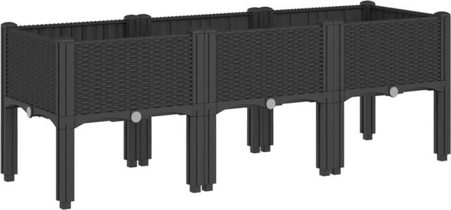 vidaXL Pflanzkasten mit Beinen aus Polypropylen, Schwarz, B/T/H: 120 x 40 x 42 cm - Bild 1