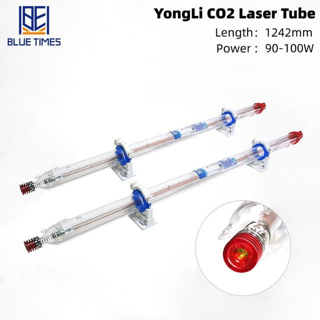 Bluetimes CO2-Laserröhre mit Metallkopf und Glas-Laserröhre, 90–100 W, Durchmesser: 6 cm, Länge: 125 cm, für deine DIY CO2-Lasergravur-Schneidemaschine - Bild 1
