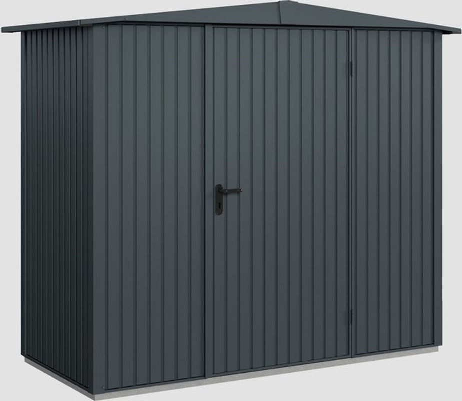 Ecostar Gerätehaus Trend-S aus Metall in Grau mit Einzeldoor und Giebeldach, B/H/T: 238 x 216 x 107,8 cm - Bild 3