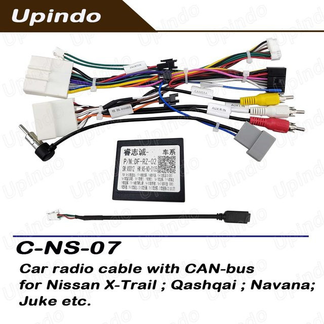 Upindo Android-Funkkabel mit CAN-Bus Adapter für Nissan X-Trail Qashqai Juke Navana 2016+, Schwarz - Bild 1