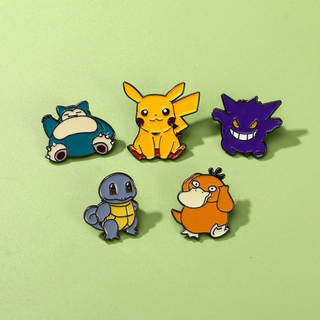 Potdemiel 5-teiliges Pokemon-Emaille-Pins-Set, Metall, Damen - Bild 1