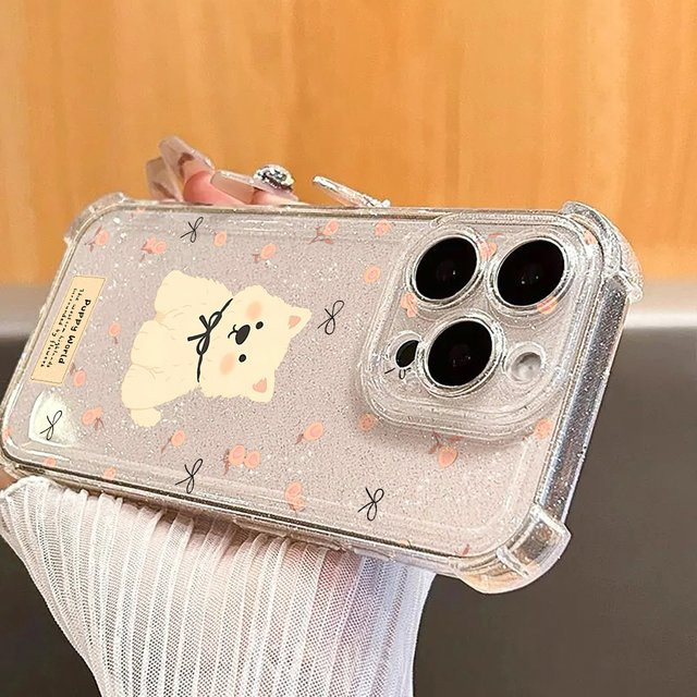Caynes Stoßfeste Gog TPU Glitzer Handyhülle für iPhone 16 15 14 13 12 Pro Max Air in Transparent - Bild 1