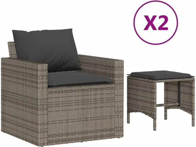 vidaXL 4-teilige Garten-Sofagarnitur aus Poly-Rattan mit Kissen in Grau - Bild 1
