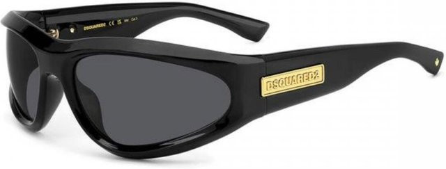 Dsquared2 807 Ir Sonnenbrille, Unisex, Vollrand, Rechteckig, Acetat, Black/Grey - Bild 1