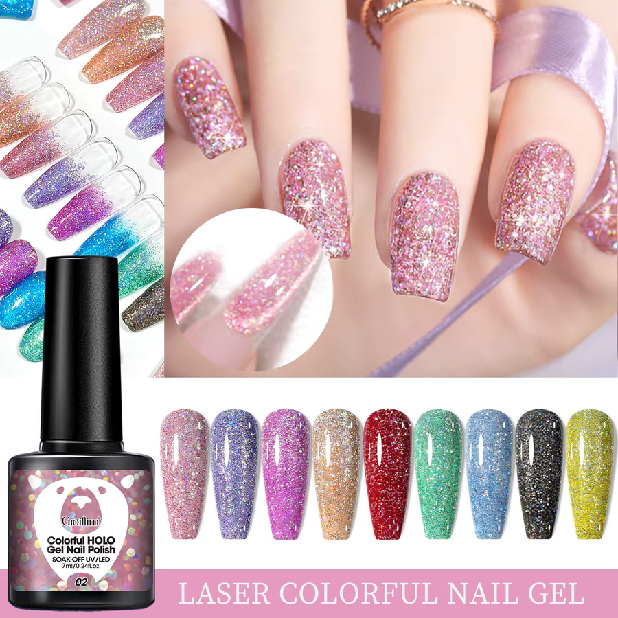 Groillim Glitzer-Gel-Nagellack, Lila, 7 ml - Bild 4