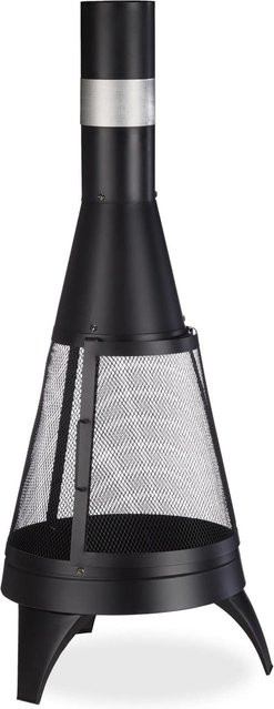 Relaxdays Terrassenofen Chiminea aus Stahl in Schwarz mit Funkenschutz, Breite: 120 cm, Tiefe: 47 cm - Bild 1