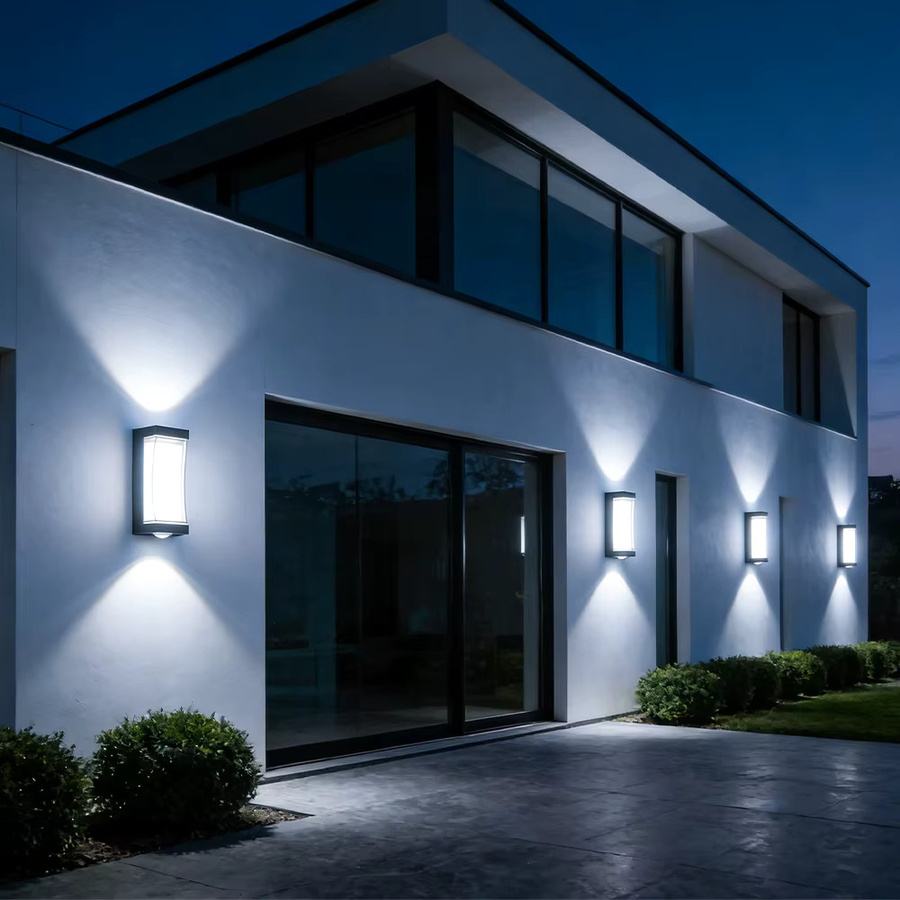 LANGYUE LED Wandleuchte Up-Down in Schwarz, moderne Außen- und Innenbeleuchtung mit IP65 Wasserschutz, 12 W, Rechteckig, B/T/H: 18,0 x 8,0 x 7,5 cm - Bild 4