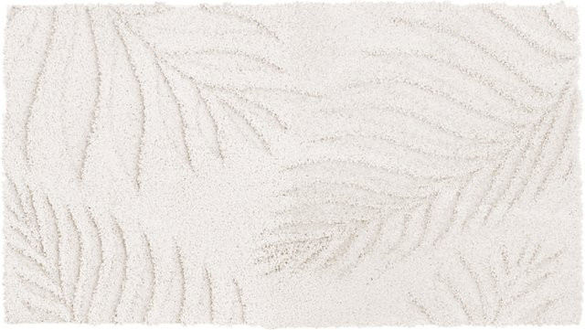 Badematte FERYA in Weiß und Beige mit floralem Design, rutschfest und schnelltrocknend, B/T: 120 x 70 cm - Bild 1