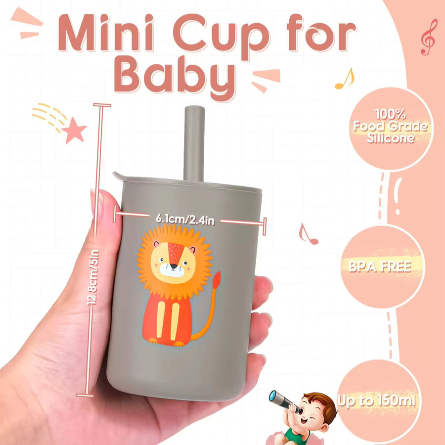 TYRY.HU Baby Trinklernbecher aus lebensmittelechtem Silikon mit Strohhalm, BPA-frei, Cartoon-Design - Bild 2