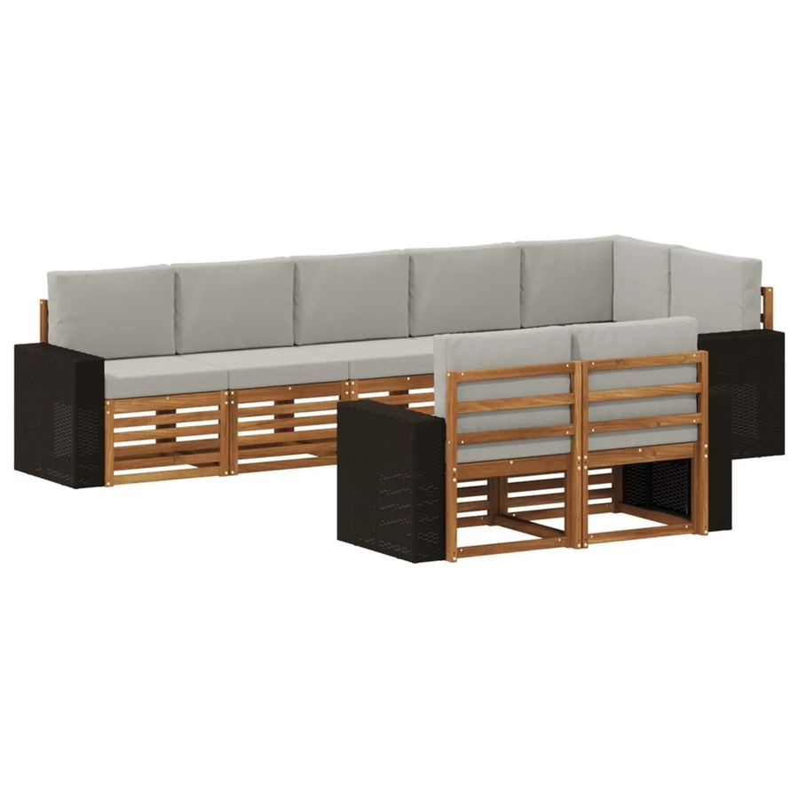 vidaXL Sofagarnitur aus Massivholz Akazie im modernen Latten-Design mit Armlehnen - Bild 2