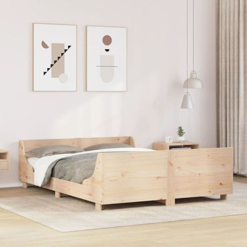 Massivholzbett Vidaxl aus Kiefernholz in Braun, B/T/H: 120 x 190 cm, ohne Matratze - Bild 1