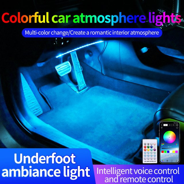 Automotive LED Ambientebeleuchtung für den Innenraum mit USB-Anschluss, RGB Farbwechsel und Sprachsteuerung, Multicolour - Bild 1