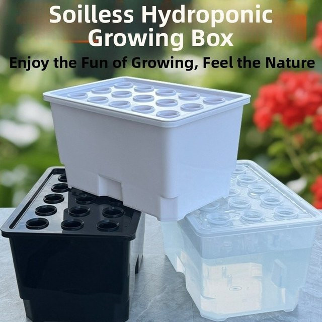 Hydroponik-Box aus Kunststoff mit geteiltem Design für die Indoor-Gärtnerei, Farbe: Schwarz, B/T/H: 28,2 x 22,0 x 18,0 cm - Bild 1
