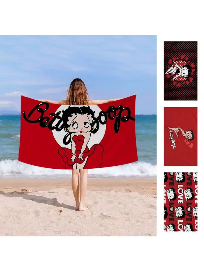 Potdemiel Mikrofaser-Strandtuch in Rot, schnelltrocknendes und saugfähiges Unisex-Handtuch mit Grafikdesign - Bild 6
