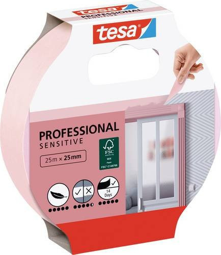 tesa Professional Sensitive Malerband in Pink, 25 mm Breite x 25 m Länge - Bild 1