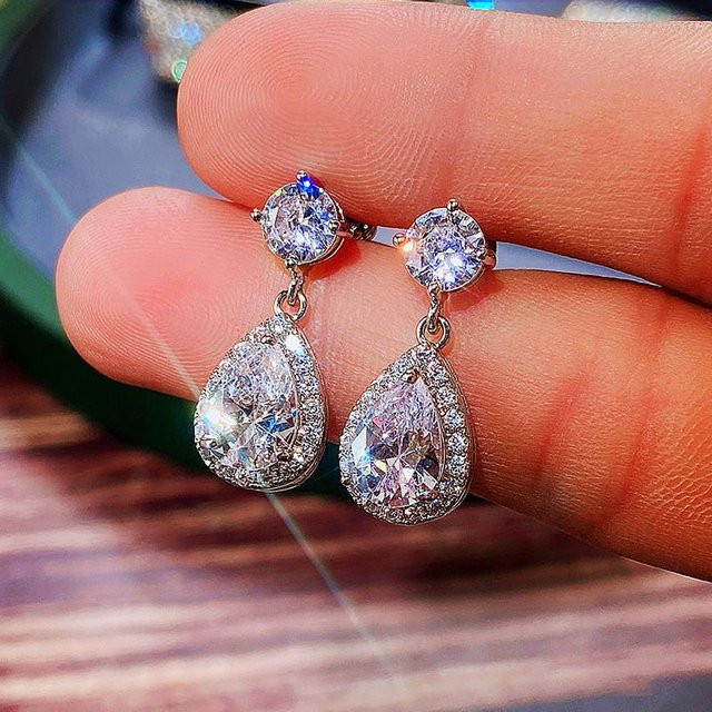 YIRAN Jewelry Ohrringe, Silber, Zirkonia, Damen, grau - Bild 1