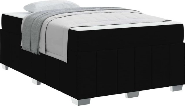 vidaXL Bettrahmen mit Matratze in Schwarz und Weiß, modernes Polsterbett aus Stoff und Holz mit Taschenfederkern, B/T: 120 x 200 cm - Bild 1