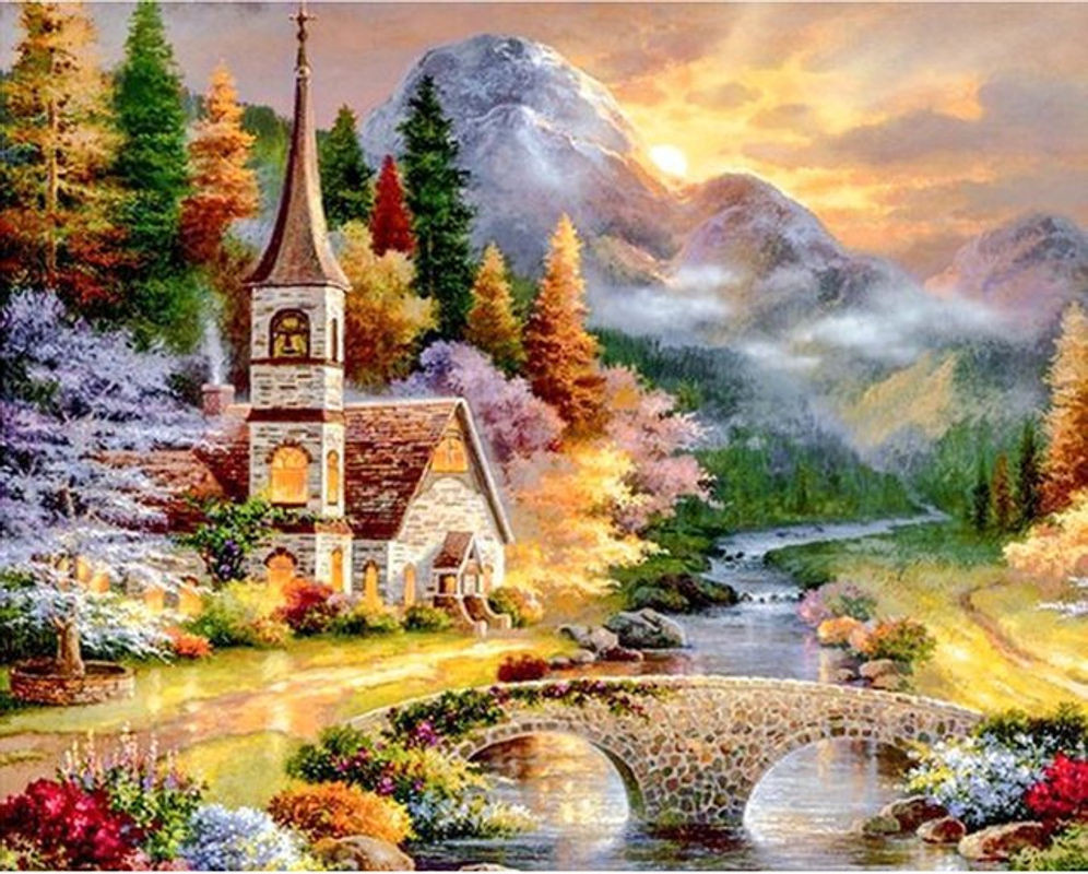 FIYO Diamond Painting Set Dorflandschaft Motiv, Mehrfarbig, B/H: 30 x 30 cm - Bild 1