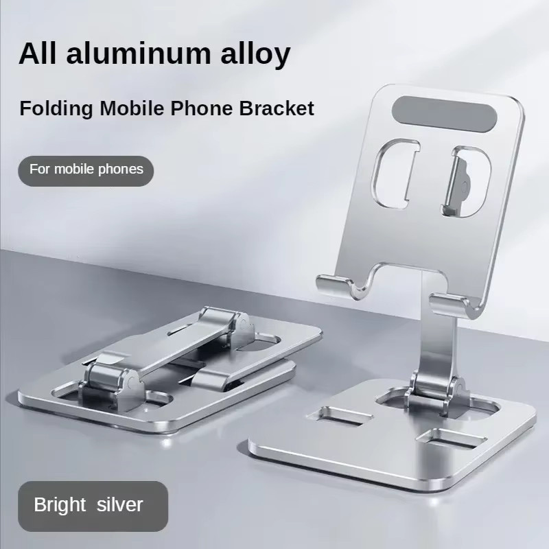 VIKEFON Faltbarer Handyhalter aus Aluminiumlegierung für iPhone und Tablet, Desktop-Ständer in Schwarz oder Silber - Bild 3